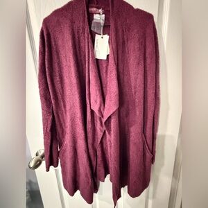 Barefoot Dreams Open-Front Cardigan Sweater - Plum